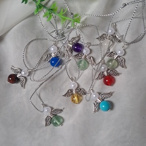 Vegyes  ásványgyöngy angyalka - karácsony- ünnep - meglepetés, Otthon & Életmód, Dekoráció, Fali és függő dekoráció, Függődísz, Gyöngyfűzés, gyöngyhímzés, MESKA