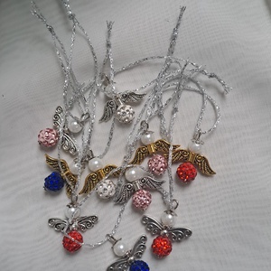 Vegyes shamballa  karácsonyi angyalkák - karácsony - karácsonyi ajándékozás - karácsonyi képeslap, üdvözlőlap, ajándékkísérő - Meska.hu