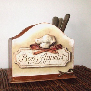 Konyhai tároló - Bon Appetit, Otthon & Lakás, Konyhafelszerelés, tálalás, Konyhai tárolás, Tea & Kávé tárolás, Decoupage, transzfer és szalvétatechnika, Festett tárgyak, Meska
