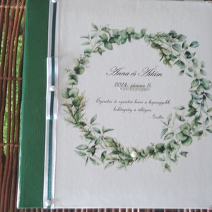 ESKÜVŐI FOTÓALBUM - Zöld indákkal, Esküvő, Emlék & Ajándék, Vendégkönyv, Decoupage, transzfer és szalvétatechnika, Papírművészet, MESKA
