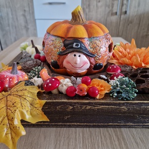 Őszi ládika világító tökkel, Otthon & Életmód, Dekoráció, Halloween, Halloweeni asztaldísz, Mindenmás, MESKA