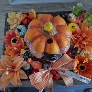 Asztaldísz világító tökkel - otthon & életmód - dekoráció - halloween - halloweeni asztaldísz - Meska.hu