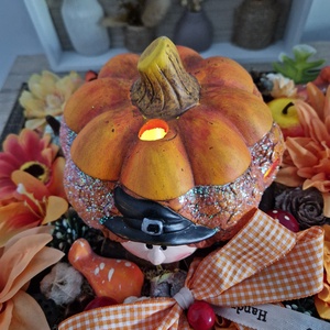 Asztaldísz világító tökkel - otthon & életmód - dekoráció - halloween - halloweeni asztaldísz - Meska.hu