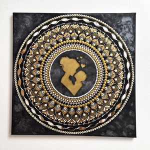 Anya-fia mandala falikép - 50x50 cm, Otthon & Életmód, Dekoráció, Spiritualitás, Mandala, Festett tárgyak, MESKA