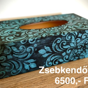 Zsebkendőtartó - türkiz/fekete, Otthon & Életmód, Dekoráció, Spiritualitás, Mandala, Festett tárgyak, MESKA