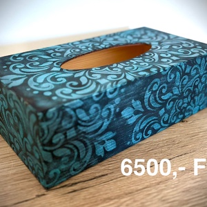 Zsebkendőtartó - türkiz/fekete - otthon & életmód - dekoráció - spiritualitás - mandala - Meska.hu