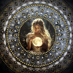 Feszített vászon kép Mandala - 50x50 cm, Otthon & Életmód, Dekoráció, Spiritualitás, Mandala, Festett tárgyak, MESKA