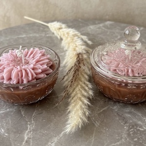 Dekorgyertya üvegben - Bazsarózsa illat - kellékek & szerszámok - dekorációs kellékek - dekorációs gyertya - Meska.hu