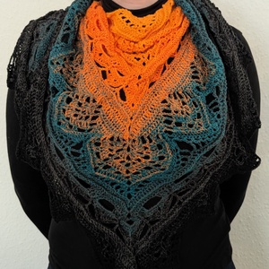 Ceylon tea sál, kendö, egyedi, horgolt - ruha & divat - sál, sapka, kendő - sál - Meska.hu