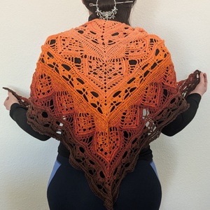 Ceylon tea sál, kendö, egyedi, horgolt - ruha & divat - sál, sapka, kendő - sál - Meska.hu