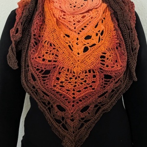 Ceylon tea sál, kendö, egyedi, horgolt - ruha & divat - sál, sapka, kendő - sál - Meska.hu