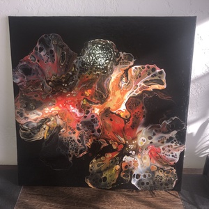Flamenco - Fluid art akril festmény - művészet - festmény - akril - Meska.hu