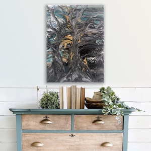 Winter Forest - Fluid art akril festmény, Művészet, Festmény, Akril, Festészet, MESKA