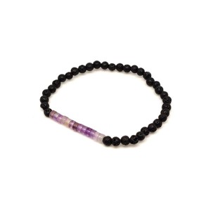 Bazalt ametiszt golyó korong karkötő 45 mm, Ékszer, Karkötő, Ásványkarkötő, , MESKA