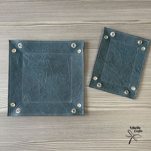 Színes bőr tálca - gyűrt kékes-zöld - otthon & életmód - dekoráció - asztal és polc dekoráció - dekorációs tál, tartó - Meska.hu