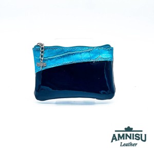 Fekete lakk - türkizkék lakk krokkómintás ívelt egy cipzáras kulcstartó C8002-6020 -  - Meska.hu