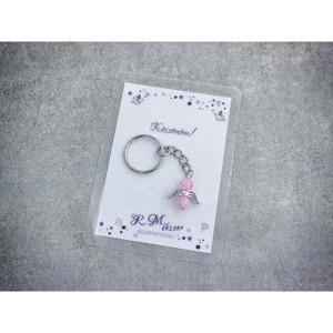 Köszönöm rózsaszín angyal medálos kulcstartó - táska & tok - kulcstartó & táskadísz - kulcstartó - Meska.hu