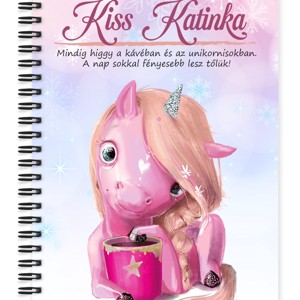 Személyre szabható - Unikornis és kávé mintás A5-ös füzet, Otthon & Életmód, Papír, írószer, Jegyzetfüzet & Napló, , MESKA