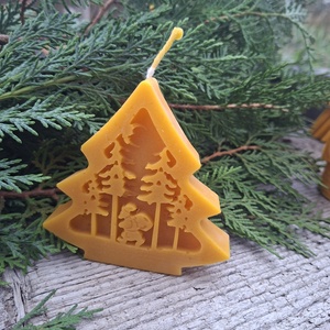 Mikulásos fenyőfa gyertya, Karácsony, Adventi díszek, Adventi gyertyadíszek és koszorúdíszek, Gyertya-, mécseskészítés, MESKA