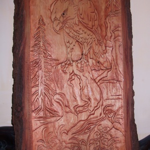 Kézzel szobrászolt fa dombormű ,  falikép /relief/VADÁSZ  - otthon & életmód - dekoráció - kép & falikép - Meska.hu