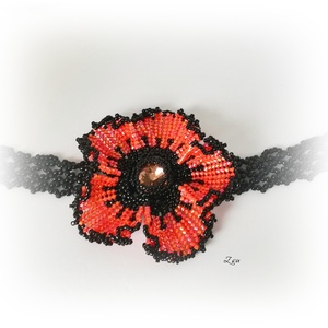 Narancs pipacsos choker nyaklánc, nyakpánt - ékszer - nyaklánc - nyakpánt, gallér - Meska.hu