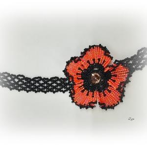 Narancs pipacsos choker nyaklánc, nyakpánt - ékszer - nyaklánc - nyakpánt, gallér - Meska.hu