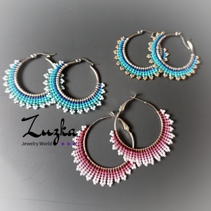 Karika fülik, Ékszer, Fülbevaló, Karika fülbevaló, Gyöngyfűzés, gyöngyhímzés, MESKA