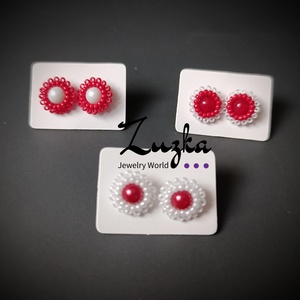 Aprócska bedugós fülbevaló, Ékszer, Fülbevaló, Pötty fülbevaló, Gyöngyfűzés, gyöngyhímzés, MESKA