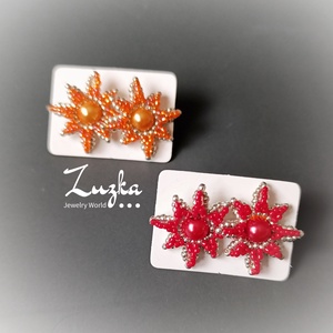 Bedugós csillag fülbevaló, Ékszer, Fülbevaló, Pötty fülbevaló, Gyöngyfűzés, gyöngyhímzés, MESKA