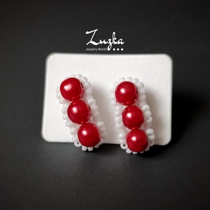 Bedugós fülbevaló, Ékszer, Fülbevaló, Pötty fülbevaló, Gyöngyfűzés, gyöngyhímzés, MESKA