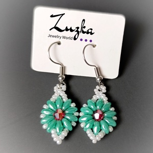 Virágos lógós fülbevaló - ékszer - fülbevaló - lógó fülbevaló - Meska.hu