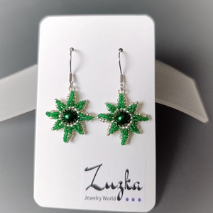 Lógós csillag fülbevaló, Ékszer, Fülbevaló, Lógó fülbevaló, Gyöngyfűzés, gyöngyhímzés, MESKA