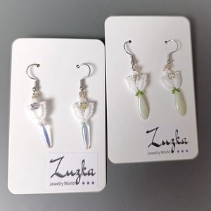 Hóvirág  fülbevalók, Ékszer, Fülbevaló, Lógó fülbevaló, Gyöngyfűzés, gyöngyhímzés, MESKA