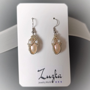 Csepp fülbevaló, Ékszer, Fülbevaló, Lógó fülbevaló, Gyöngyfűzés, gyöngyhímzés, MESKA