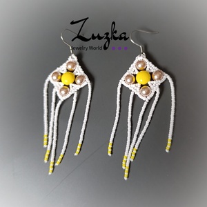 Lógós fülbevaló, Ékszer, Fülbevaló, Lógó fülbevaló, Gyöngyfűzés, gyöngyhímzés, MESKA