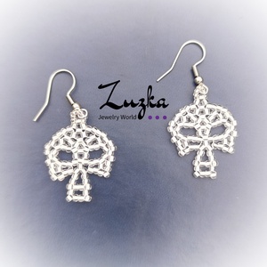 Foszforeszkáló koponya füli, Ékszer, Fülbevaló, Lógó fülbevaló, Gyöngyfűzés, gyöngyhímzés, MESKA