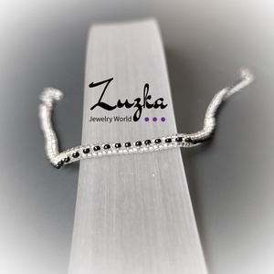 Kristály-fekete karkötő , Ékszer, Karkötő, Gyöngyös karkötő, Gyöngyfűzés, gyöngyhímzés, MESKA