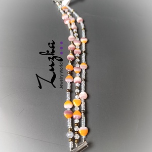 Sárga szivecskés karkötő , Ékszer, Karkötő, Gyöngyös karkötő, Gyöngyfűzés, gyöngyhímzés, MESKA