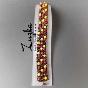 Vidám öszi karkötő csiszolt gyöngyökkel, Ékszer, Karkötő, Gyöngyös karkötő, Gyöngyfűzés, gyöngyhímzés, MESKA