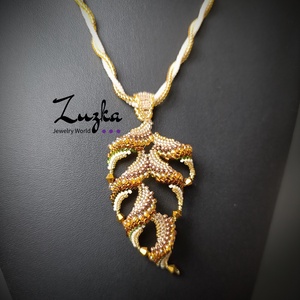 Őszi faleveles nyaklánc - ékszer - nyaklánc - hosszú nyaklánc - Meska.hu