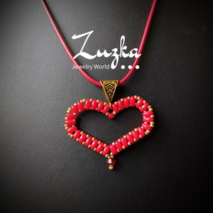 Szívmedálos nyakláncok, Ékszer, Nyaklánc, Medálos nyaklánc, Gyöngyfűzés, gyöngyhímzés, MESKA