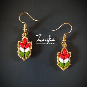 Trikolor fülbevaló  - ékszer - fülbevaló - lógó fülbevaló - Meska.hu