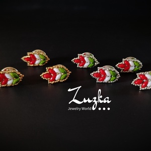 Mini kokárda , Ékszer, Fülbevaló, Lógó fülbevaló, Gyöngyfűzés, gyöngyhímzés, MESKA