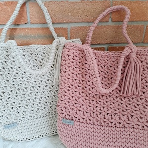 Rella shopper egyedi stílusú horgolt táska - táska & tok - kézitáska & válltáska - nagy pakolós táska - Meska.hu