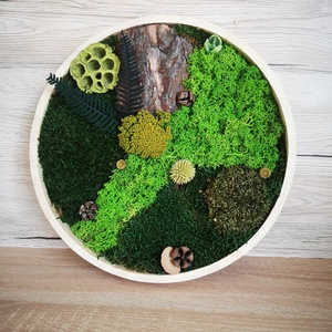 KÖR alakú keretes zuzmókép FOREST 1, Otthon & Életmód, Dekoráció, Fali és függő dekoráció, Zuzmókép, Mohakép, , MESKA