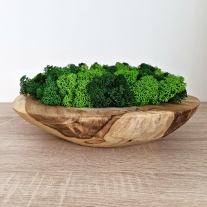 Nagy fatál asztali dísz többszínű zuzmóval 30 cm - zuzmódísz, zuzmótál - otthon & életmód - dekoráció - asztal és polc dekoráció - asztaldísz - Meska.hu
