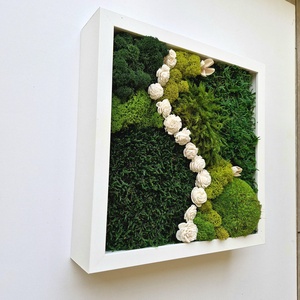 Tavaszi mohakép fehér virágokkal - otthon & életmód - dekoráció - fali és függő dekoráció - zuzmókép, mohakép - Meska.hu