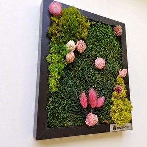 Tavaszi mohakép rózsaszín virágokkal - otthon & életmód - dekoráció - fali és függő dekoráció - zuzmókép, mohakép - Meska.hu