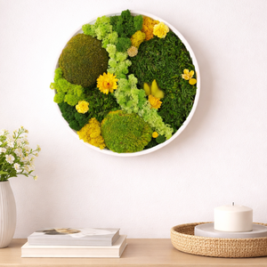 KÖR alakú mohakép sárga virágokkal - tavaszi dekoráció, Otthon & Életmód, Dekoráció, Fali és függő dekoráció, Zuzmókép, Mohakép, , MESKA