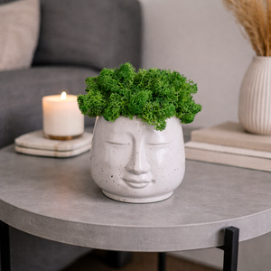 Szürke fej kaspódísz izlandi zuzmóval - mohakaspó, Otthon & Életmód, Dekoráció, Asztal és polc dekoráció, Zuzmódekoráció, Mohadekoráció, Mindenmás, Hát nem egyedi ez a fej alakú kaspó ezzel a zuzmó hajjal?
Modern, letisztult design.

Tartósított i..., MESKA